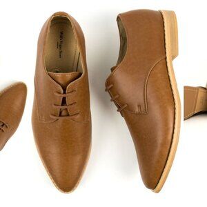 Brown | Cognac | Tan | Derby | Loafers | European Vegan Leather Women's Shoes